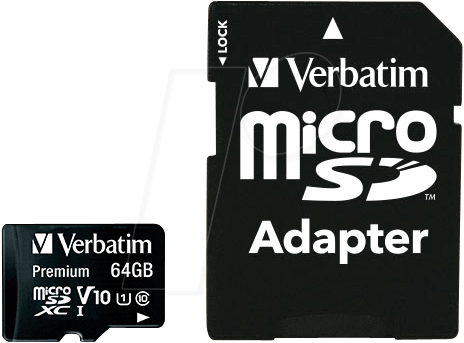 Image of 64 GB microSDXC Speicherkarte mit SD Karten-Adapter, Class10