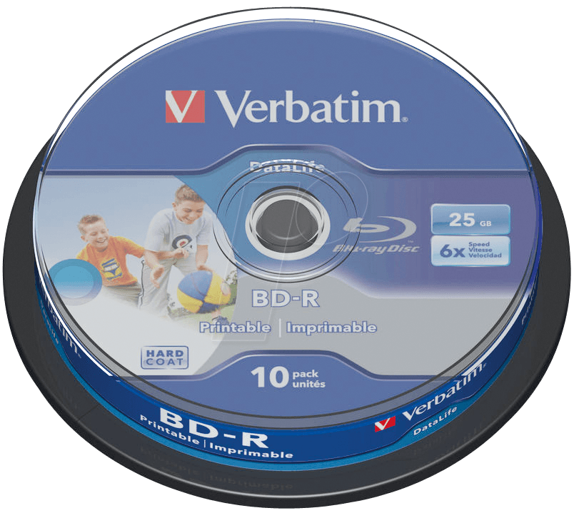 Image of 1x10 Verbatim BD-R Blu-Ray 25GB 6x Speed DL Wide Printable CB
