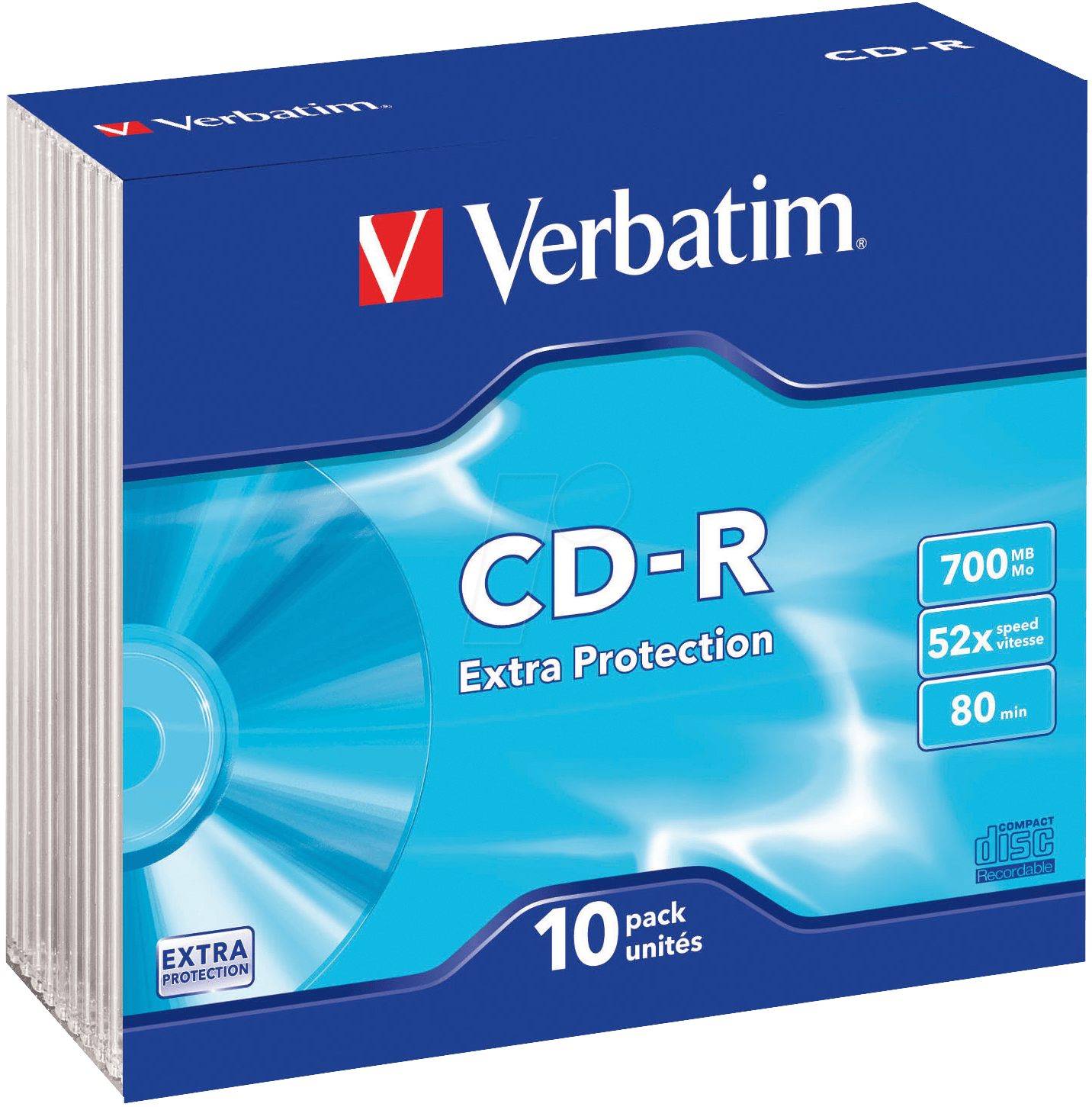 Image of CD 8010 VER - CD-R, Extra Protection, 700 MB, 52x, 10er Pack Slimcase