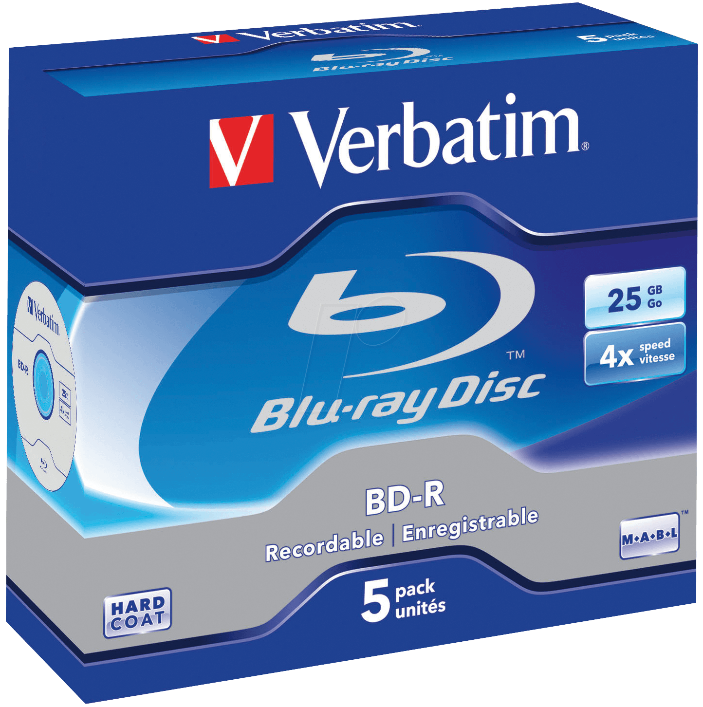 Image of 1x5 Verbatim BD-R Blu-Ray 25GB 6x Speed Jewel Case
