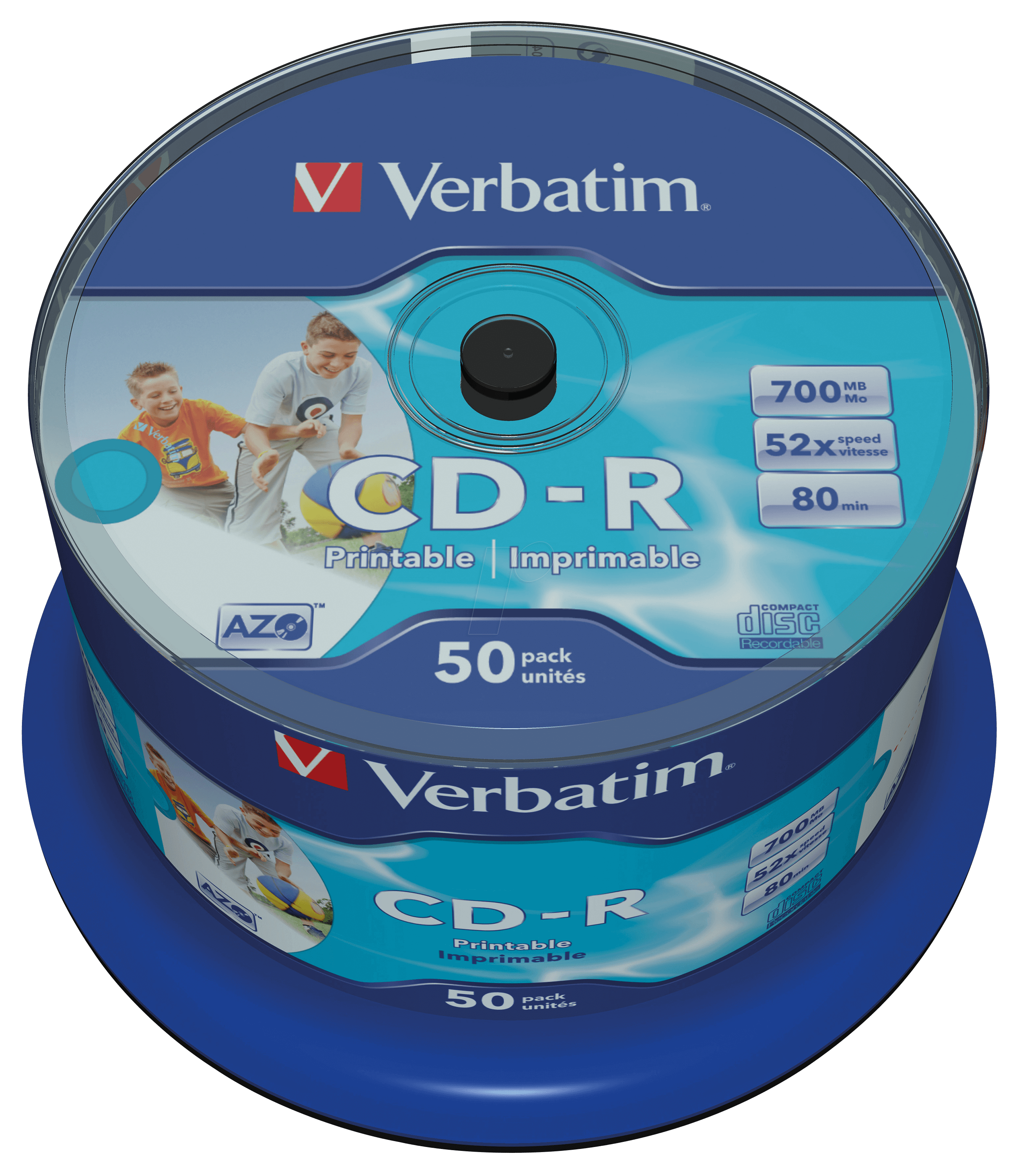 Image of 1x50 Verbatim CD-R 80 / 700MB 52x Speed wide printable generic