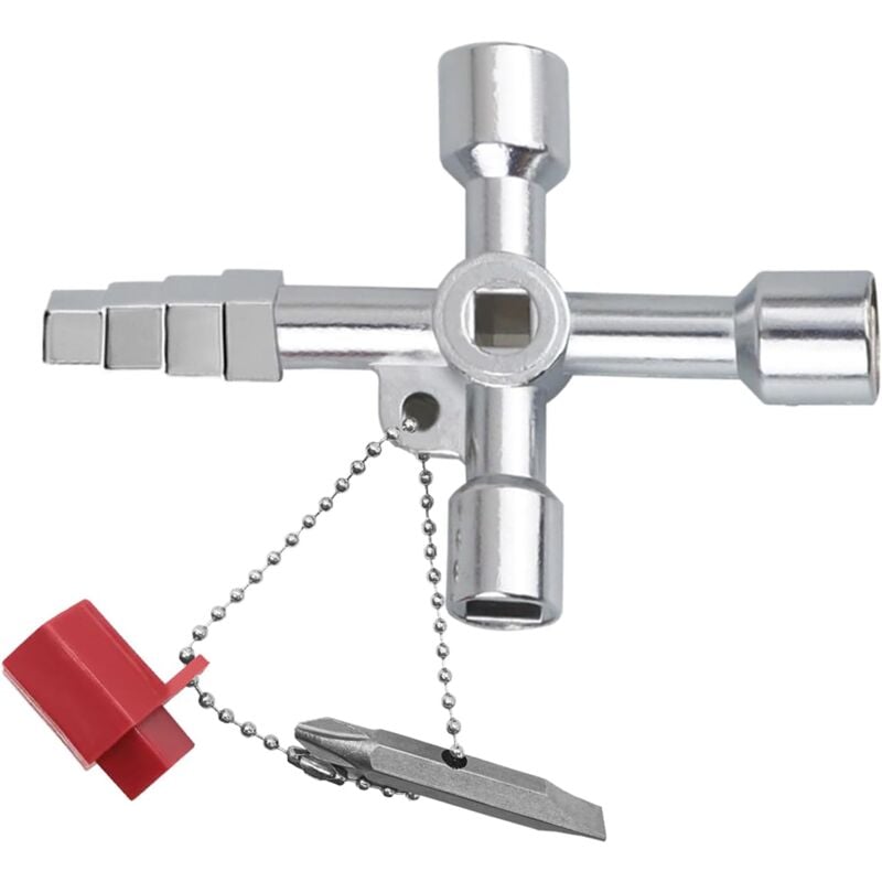 Image of Dolaso - Multifunktionaler 4-Wege-Universal-Dreiecksschlüssel, quadratischer dreieckiger runder Schlüssel, für Aufzüge, Schaltschränke, Ventile,