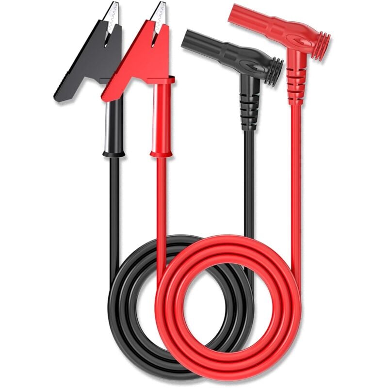 Image of Dolaso - Multimeter-Messleitungen, rechtwinkliger Bananenstecker auf Krokodilklemmen, weiche Prüfkabelleitungen für elektrische Prüfungen, 2 Stück, 1