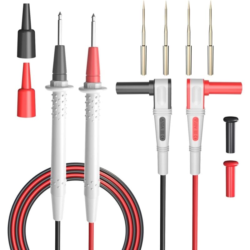 Image of Dolaso - Multimeter-Messleitungssatz, weiches Doppel-Silikonkabel, Multimeter-Sonden, elektrische Messsonden aus Kupfer, Länge 4,9 Fuß/1,5 m, mit