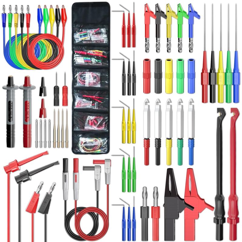 Image of Dolaso - Multimeter-Messleitungssatz, hinterer Sondensatz mit austauschbarem Sondensatz, Bananenstecker zum Testen von Hakenleitungen,