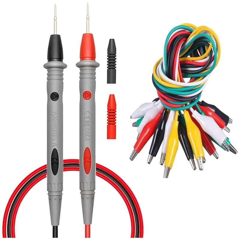 Image of Dolaso - Multimeter-Testkit, 1000 v, 20 a, digitale Elektroniksonde, 10 Stück, gelötete Messleitungen mit Krokodilklemmen, isoliertes Testkabel,