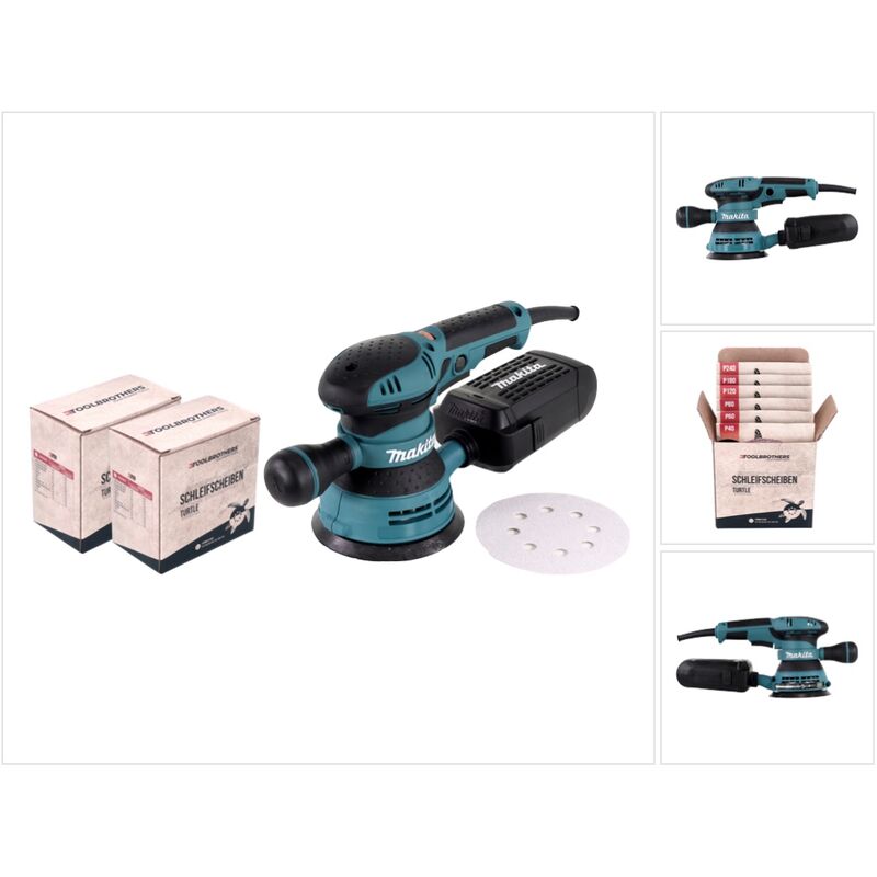 Image of Makita BO 5041 Exzenterschleifer / Schleifmaschine 300 W 125 mm + 2x Toolbrothers TURTLE Schleifset