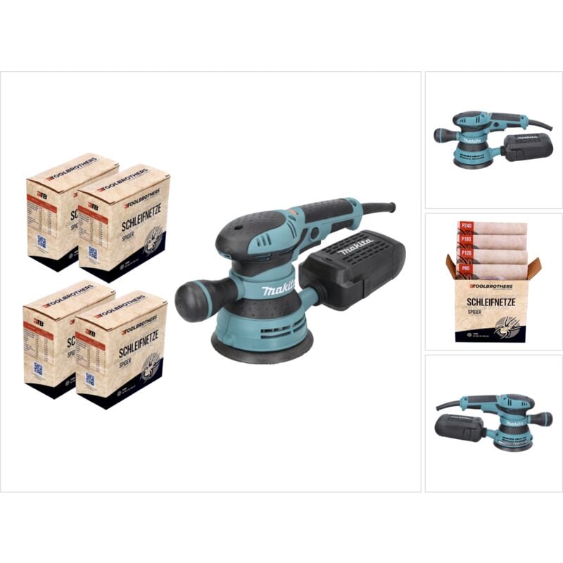 Image of Bo 5041 Exzenterschleifer / Schleifmaschine 300 w 125 mm + 4x Toolbrothers spider Netzschleifmittel Set - Makita