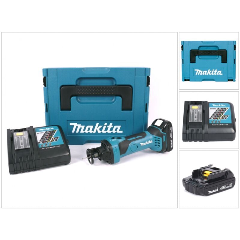 Image of Makita DCO 180 RY1J 18 V Akku Rotationsschneider im MAKPAC inkl. BL 1815 N Akku + DC18RC Ladegerät