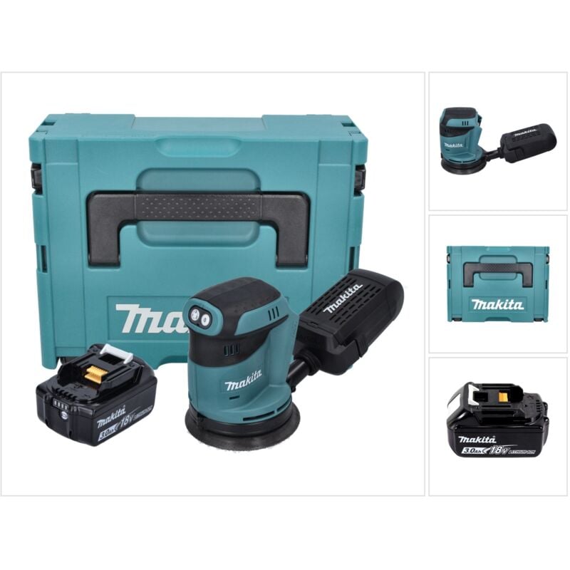 Image of Makita DBO 180 F1J Akku Exzenterschleifer 18 V 125 mm + 1x Akku 3,0 Ah + Makpac - ohne Ladegerät