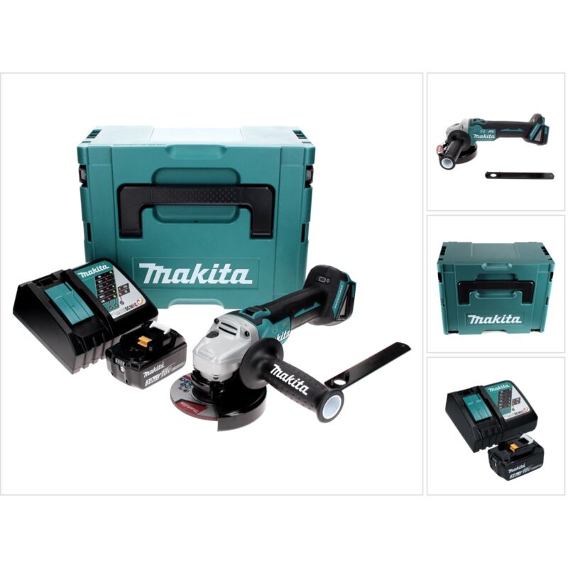 Image of Dga 506 RF1J Akku Winkelschleifer 18 v 125 mm Brushless + 1x Akku 3,0 Ah + Ladegerät + Makpac - Makita