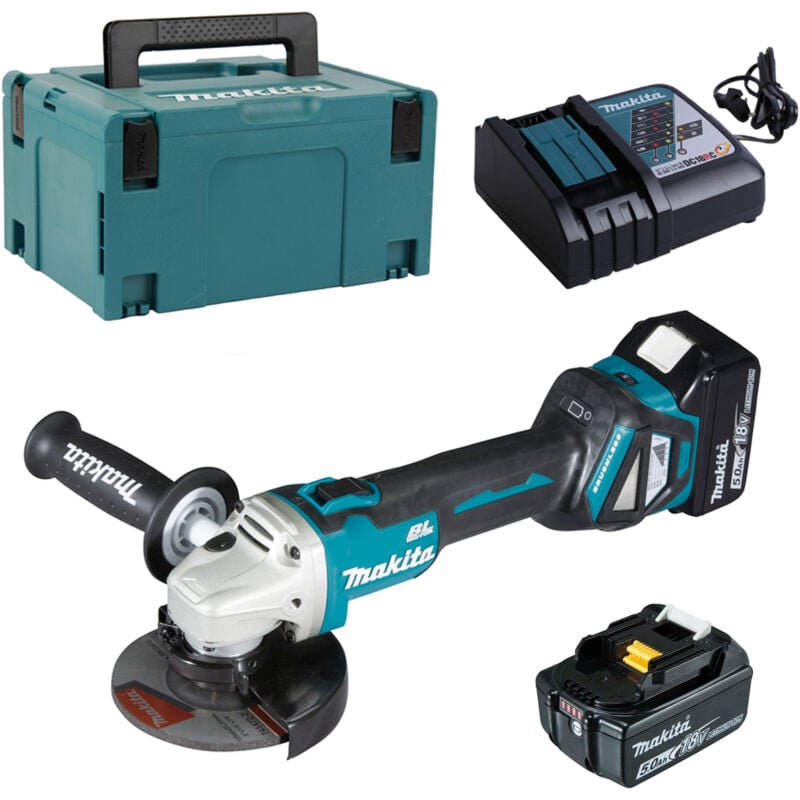 Image of Makita - Akku-Winkelschleifer 18V DGA511RTJ 125mm mit 2x 5,0 Ah + Lader im makpac