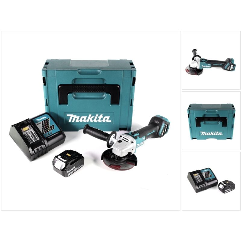 Image of Dga 511 RM1J Akku Winkelschleifer 18V 125mm Brushless + 1x Akku 4,0Ah + Ladegerät + Makpac - Makita