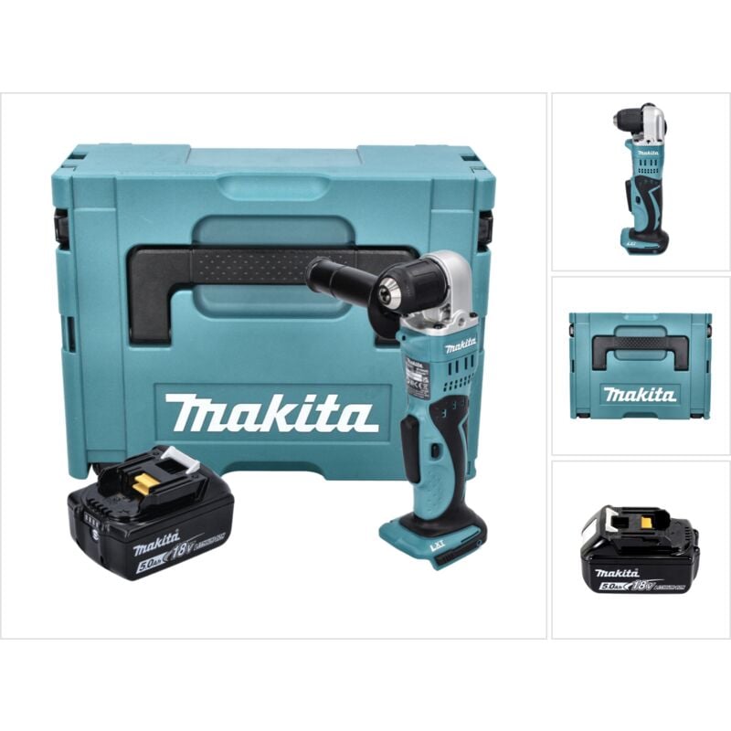 Image of Makita - dda 351 T1J Akku Winkelbohrmaschine 18 v 13,5 Nm + 1x Akku 5,0 Ah + Makpac - ohne Ladegerät