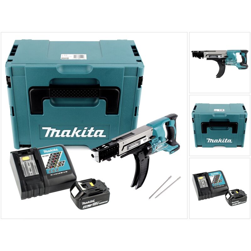 Image of Makita DFR 750 RM1J Akku Magazinschrauber 18V 45-75mm + 1x Akku 4,0Ah + Ladegerät + Makpac