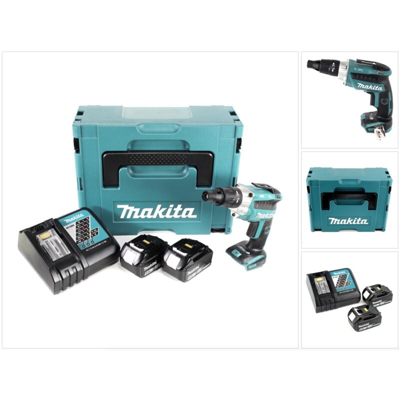 Image of Makita DFS 251 RTJ Akku Trockenbauschrauber 18V Brushless + 2x Akku 5,0Ah + Ladegerät + Makpac