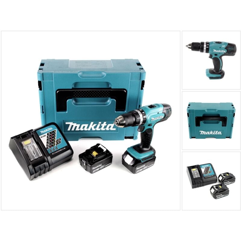 Image of Makita DHP 453 RTJ Akku Schlagbohrschrauber 18V 42Nm + 2x Akkus 5,0Ah+ Ladegerät im Makpac 2