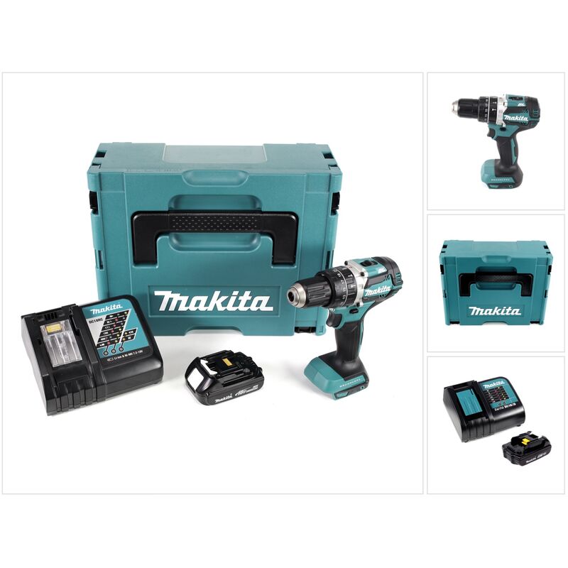 Image of Makita DHP 484 Y1J-D 18V Brushless Li-Ion Akku Schlagbohrschrauber im Makpac inkl. 1x BL 1815 N 1,5 Ah Akku und DC18RC Ladegerät