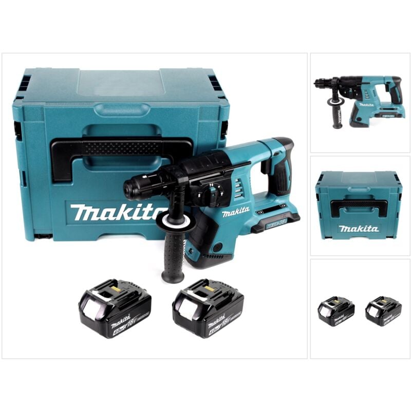 Image of Makita - dhr 264 2 x 18 v / 36 v Li-Ion sds Plus Akku-Bohrhammer in Makpac 4 mit Einlage + 2 x bl 1840 18 v 4,0 Ah Li-Ion Akku