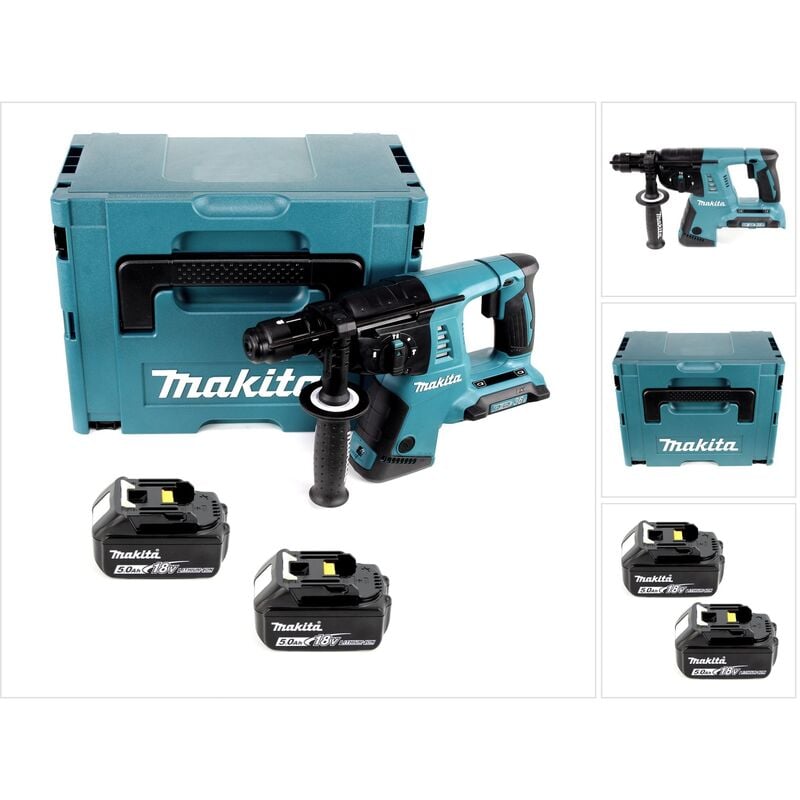 Image of Makita - dhr 264 2 x 18 v / 36 v Li-Ion sds Plus Akku-Bohrhammer in Makpac 4 mit Einlage + 2 x bl 1850 18 v 5,0 Ah Li-Ion Akku