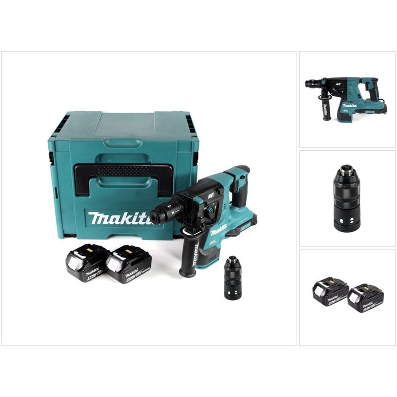 Image of Makita - dhr 281 mj Brushless Akku Bohrhammer 28 mm 2x 18 v für sds-plus mit Schnellwechselfutter im Makpac + 2x 4,0 Ah Akku - ohne Ladegerät