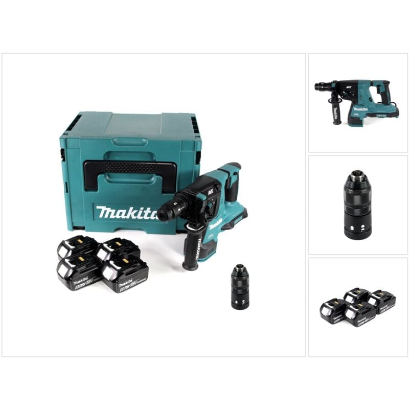 Image of Makita - dhr 281 T4J Akku Kombihammer 36V (2x 18V) 2,8J sds plus Brushless + 4x Akku 5,0Ah + Makpac - ohne Ladegerät