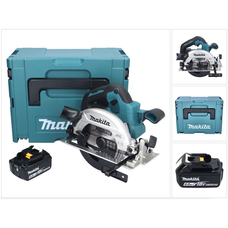 Image of Makita - dhs 661 G1J Akku Handkreissäge 18 v 165 mm Brushless + 1x Akku 6,0 Ah + Makpac - ohne Ladegerät