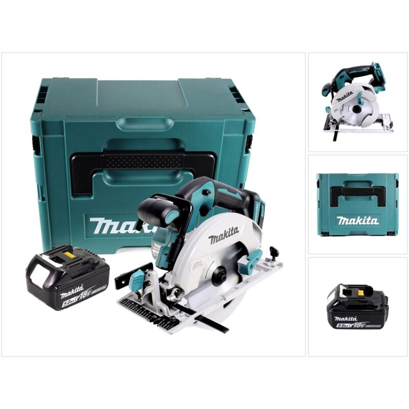 Image of Makita - dhs 680 T1J Akku Handkreissäge 18 v 165 mm Brushless + 1x Akku 5,0 Ah + Makpac - ohne Ladegerät