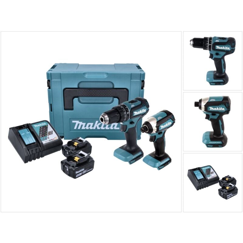 Image of Makita - dlx 2283 tj Akku Combo Kit dhp 485 Akku Schlagbohrschrauber + dtd 153 Akku Schlagschrauber + 2x Akku 5,0 Ah + Ladegerät + Makpac