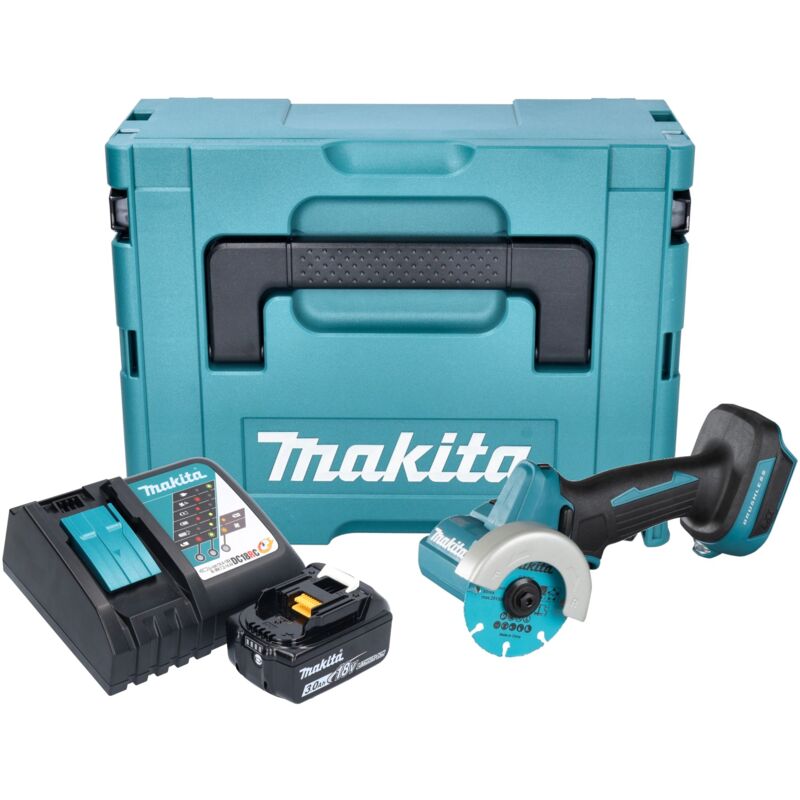 Image of Dmc 300 RF1J Akku Winkelschleifer 18 v 76 mm Brushless + 1x Akku 3,0 Ah + Ladegerät + Makpac - Makita