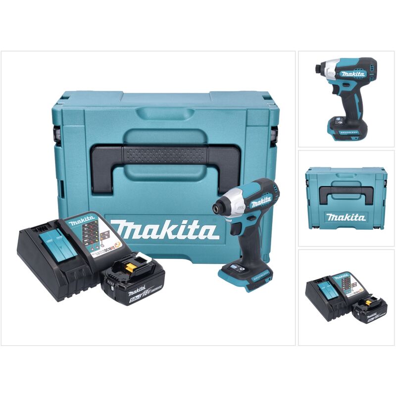 Image of Makita - dtd 157 RT1J Akku Schlagschrauber 18 v 140 Nm 1/4 Brushless + 1x Akku 5,0 Ah + Ladegerät + Makpac