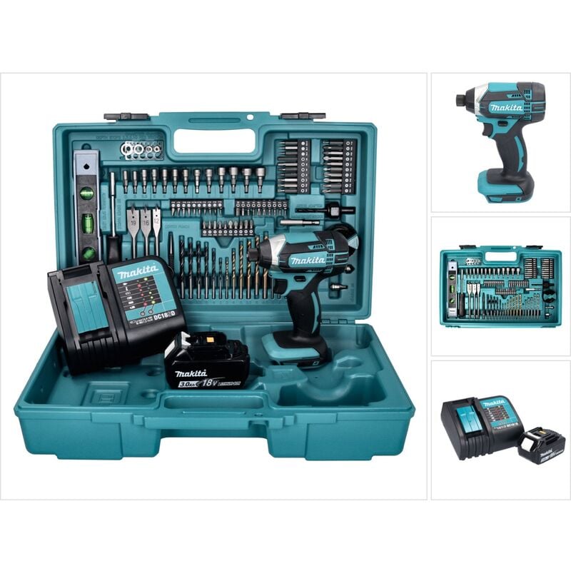 Image of Makita - dtd 152 SFX5 Akku Schlagschrauber 18 v 165 Nm + 1x Akku 3,0 Ah + Ladegerät + 101 tlg. Zubehör Set + Koffer