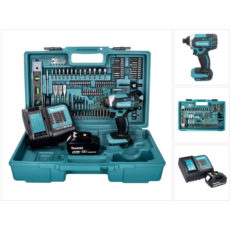 Image of Makita - dtd 152 SGX5 Akku Schlagschrauber 18 v 165 Nm + 1x Akku 6,0 Ah + Ladegerät + 101 tlg. Zubehör Set + Koffer