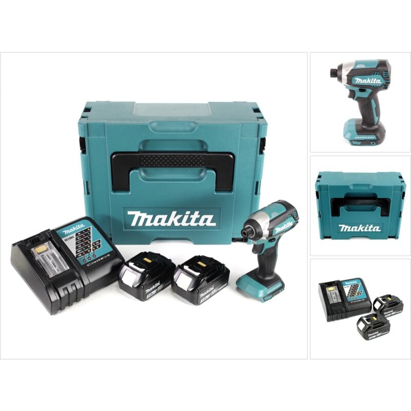 Image of Makita - dtd 153 rfj Akku Schlagschrauber 1/4' 18V 170Nm brushless + 2x Akkus 3,0 Ah + Schnellladegerät im Makpac 2