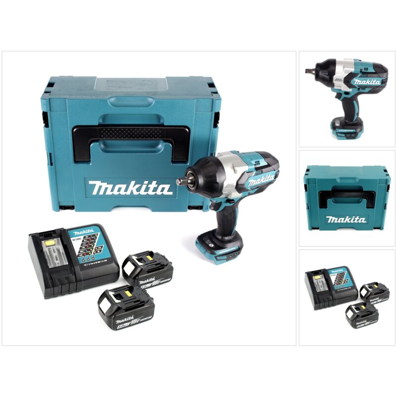 Image of Makita - dtw 1002 rtj Akku Schlagschrauber 1/2" 18V 1000Nm Brushless + 2x Akku 5,0Ah + Ladegerät + Makpac