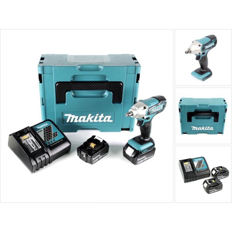 Image of Makita - dtw 190 rtj Akku Schlagschrauber 18V 190 Nm + 2x Akkus 5,0Ah + Schnellladegerät im Makpac 2