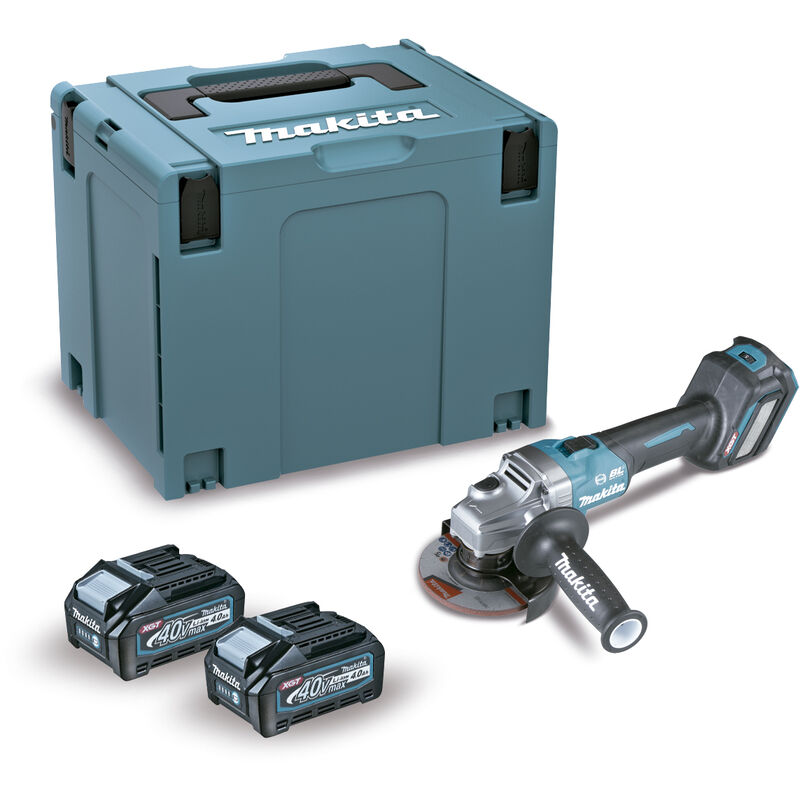 Image of Makita - GA022GM201 Mini-Winkelschleifer bl 40Vmax 4,0 Ah xgt 115 mm aws (2 Batterien und Ladegerät)