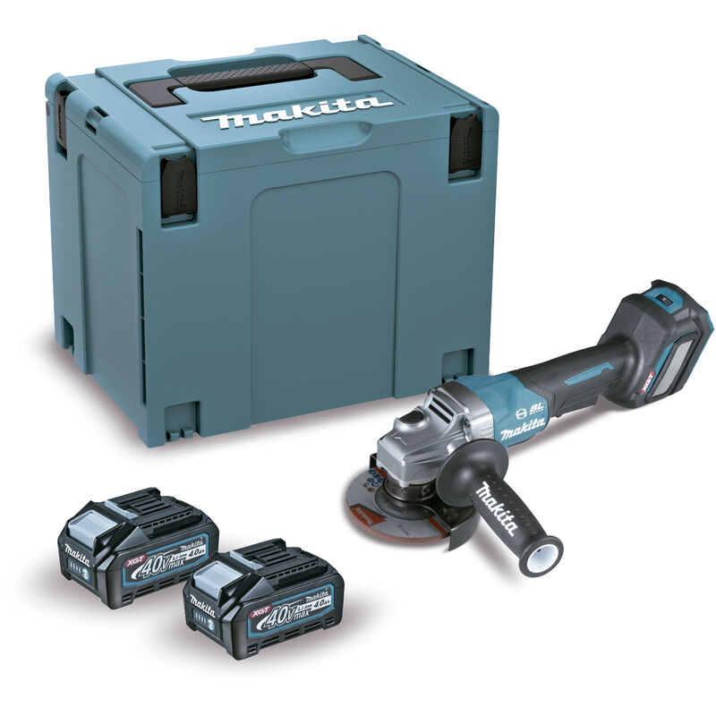 Image of Makita - GA028GM201 Mini-Winkelschleifer bl 40Vmax 4,0 Ah xgt 115 mm aws (2 Batterien und Ladegerät)