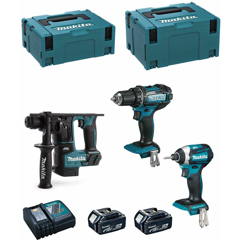 Image of Makita - Kit 18V MSL3P2 (DHR171 + DDF482 + DTD154 + 2 x 5,0 Ah + DC18RC + makpac 2 + makpac 3)