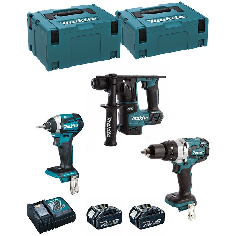 Image of Makita - Kit MK306RTJ (DHR171 + DHP481 + DTD154 + 2 x 5,0 Ah + DC18RC + makpac 2 + makpac 3)