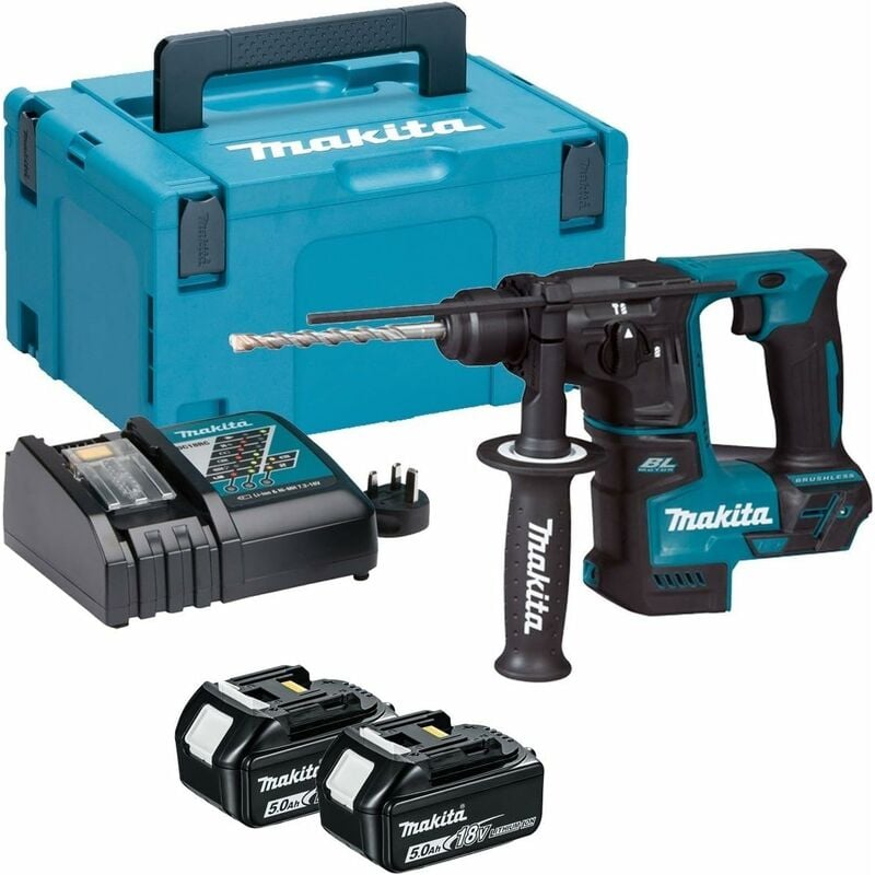 Image of Makita - Akku-Bohrhammer lxt DHR171RTJ 18 v sds-plus 17 mm 1,2 j im makpac, inkl. zwei 5,0 Ah Akkus und Schnellladegerät.