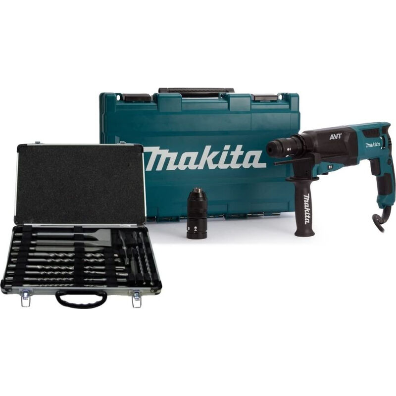 Image of Bohrhammer HR2630TX12 800 w SDS-Plus 26 mm 2,4 j Bohren, Schlagbohren und Meißeln inkl. Bohrer- und Meißel-Set - Makita