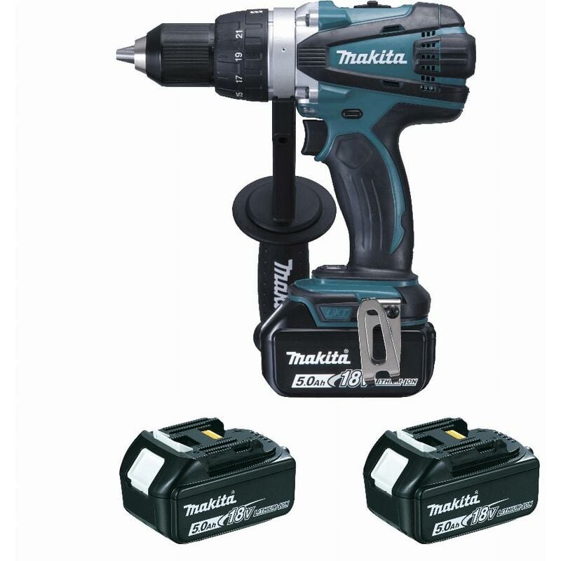 Image of Makita - 18 v Li-Ion 5 Ah ø 13 mm Bohrschrauber - 3 Akkus, Ladegerät, Koffer - DDF458RT3J