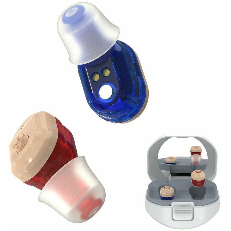 Image of Mini wiederaufladbarer Innenohr-Hörgerät-Schallverstärker, stabile Übertragungsgeräuschreduzierung mit wiederaufladbarer Basis, mehrfarbig, 2 Stück,