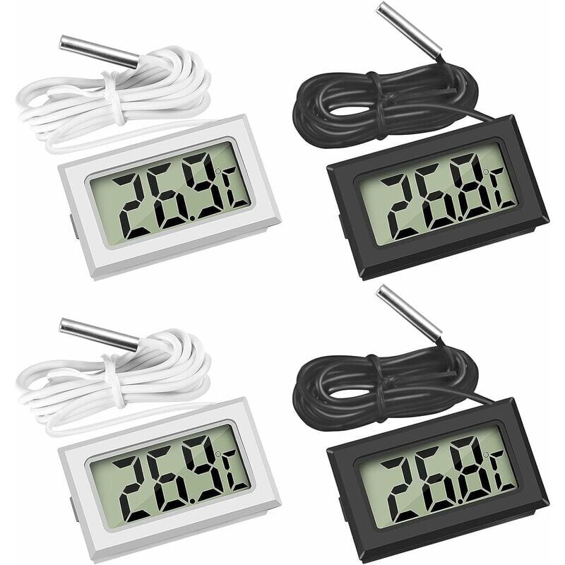 Image of Mini-Digital-LCD-Temperaturthermometer mit Temperaturfühler-Sensortester (2X Schwarz 2X Weiß) Dolaso