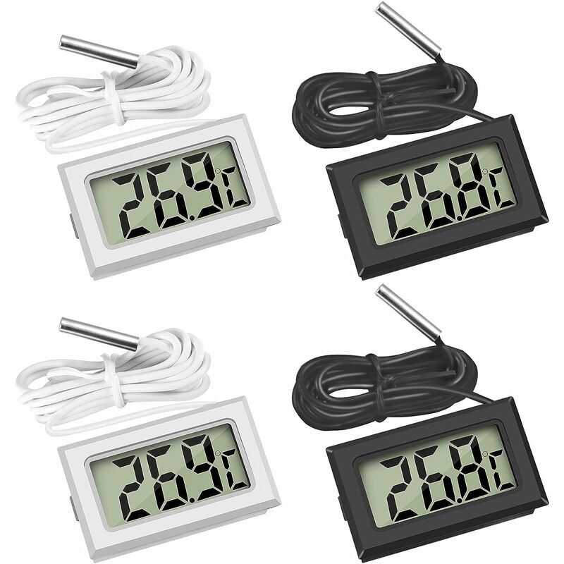 Image of Mini-Digital-LCD-Temperaturthermometer mit Temperaturfühler-Sensortester, Guazhuni (2X Schwarz 2X Weiß) Dolaso