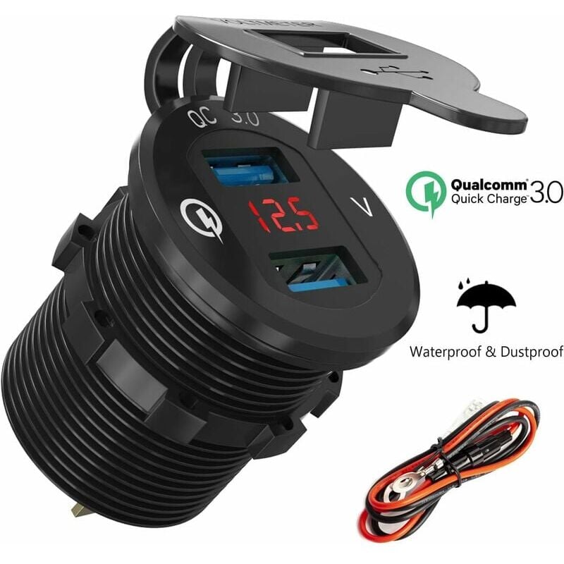 Image of Motorrad-Dual-USB-Buchse, Auto-Ladegerät, Marine-Steckdosen-Adapter, wasserdicht, Zigarettenanzünder-Buchse, 2,1 a, schnelles Aufladen mit