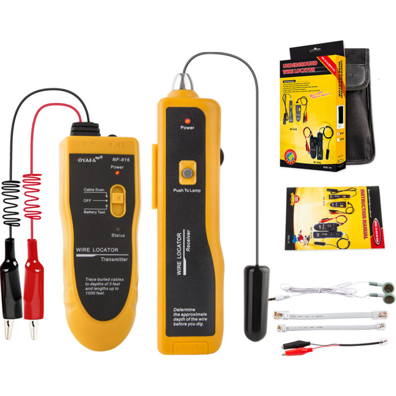 Image of NF-816 Erdkabel-Ortungsgerät, NF-816 Kabel-Tracker zum Auffinden von Drähten, Kabeltester für Hundezäune, bis zu 2–3 Fuß tief und 1000 Fuß lang