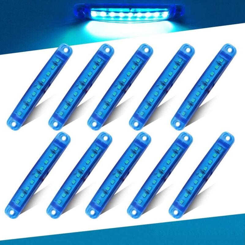 Image of Ahlsen - 10 Stück blaues Seitenlicht, 12–24 v, 9,9 cm (3,9 Zoll), 9 LEDs, LED-Seitenmarkierungsleuchte, LKW-Anhänger, LKW-Rücklicht, vorderes und