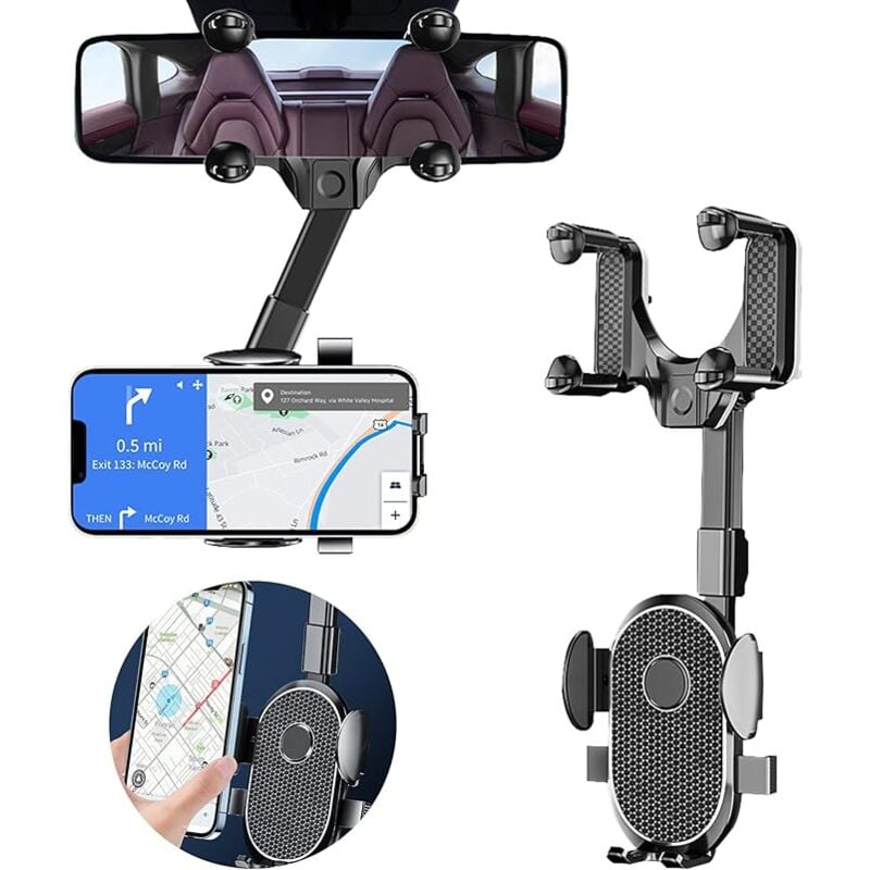 Image of 2023 Version Auto-Rückspiegel-Handyhalterung, Auto-Handyhalterung, 360°flexible drehbare multifunktionale einziehbare Auto-Handyhalterung - Ahlsen